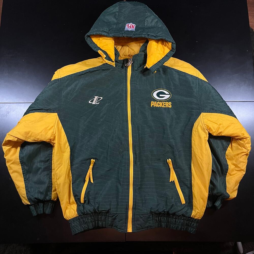 Vintage Logo Athletic Pro Line NFL Green Bay Packers Hooded Jacket Men’s Sz L